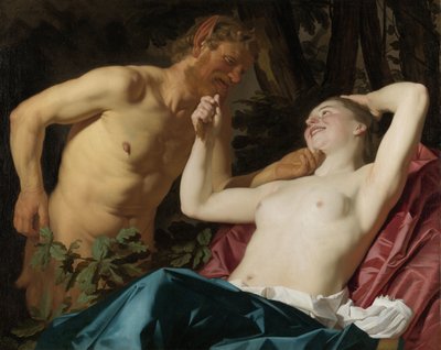 Satyr i nimfa autorstwa Gerard van Honthorst (signed by artist)
