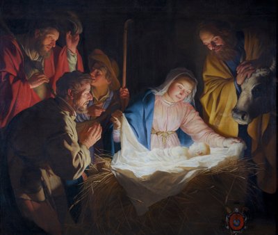Adoracja pasterzy autorstwa Gerard van Honthorst