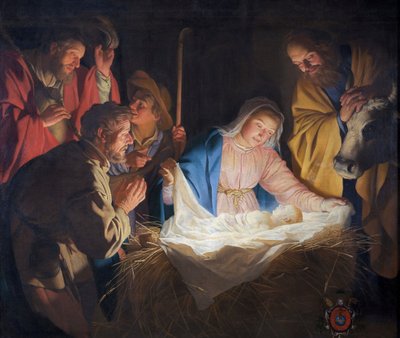 Adoracja pasterzy autorstwa Gerard van Honthorst
