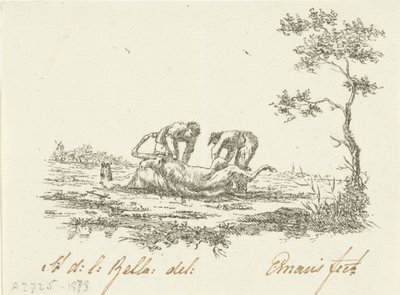 Dwóch skórników koni skinnerowie autorstwa Gerardus Emaus de Micault (signed by artist)
