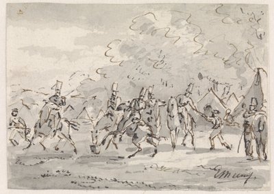 Kawaleria w obozie namiotowym autorstwa Gerardus Emaus de Micault