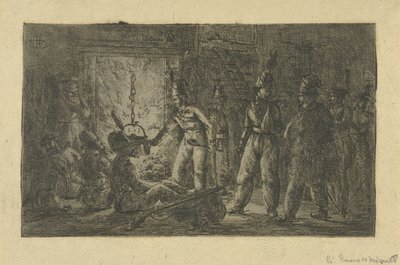 Żołnierze przy ogniu autorstwa Gerardus Emaus de Micault