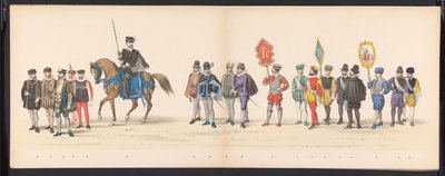 Maskarada uczniów Leiden, 1875 (tablica 2) Maskarada zorganizowana przez członków korpusu studenckiego Leiden 15 czerwca 1875 roku z okazji 300-lecia Leidsche Hoogeschool, przedstawiająca Leidsche Hoogeschool, przedstawioną na autorstwa Gerardus Johannes Bos