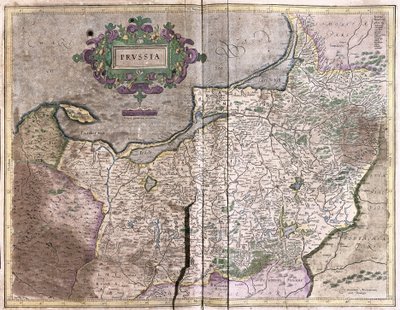 Antyczna mapa Polski - dzisiejsza Litwa (rycina autorstwa Gerardus Mercator