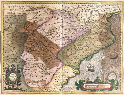 Aragonia i Katalonia, Hiszpania (grawerowanie autorstwa Gerardus Mercator