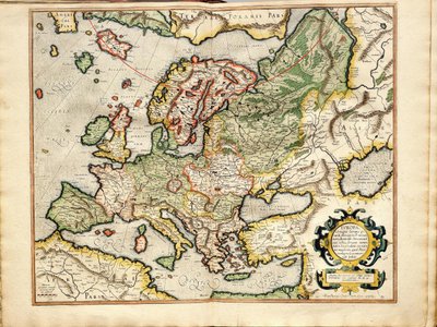 Atlas czyli medytacje kosmograficzne nad światem i sfabrykowana Fugura Europa: Inflanty, Rosja autorstwa Gerardus Mercator