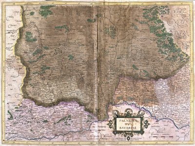 Bayern, Niemcy (grawerowanie autorstwa Gerardus Mercator