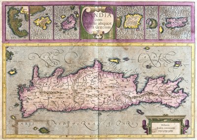 Cypr i Grecja Wyspy (Korfu, Zante, Milo, Santorini, Karpathos) (grawerowanie autorstwa Gerardus Mercator