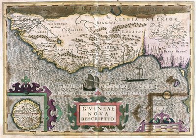 Gwinea, Libia - Afryka (Grawerowanie autorstwa Gerardus Mercator