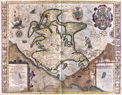 Wyspa Rugen, Niemcy (grawerowanie autorstwa Gerardus Mercator