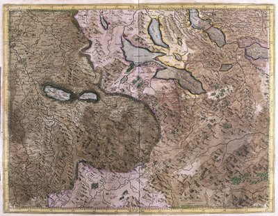 Jeziora w Szwajcarii (grawerowanie autorstwa Gerardus Mercator