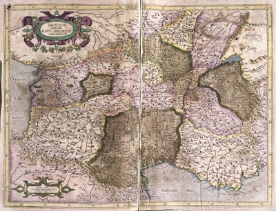 Limuzyna, Langwedocja, Owernia, Burgundia i Prowansja, południowa Francja autorstwa Gerardus Mercator