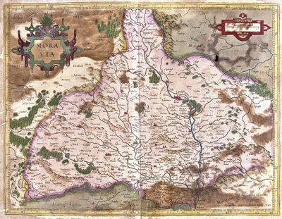 Morawy, Czechy (grawerowanie autorstwa Gerardus Mercator
