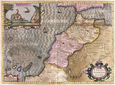 Afryka Północno-Zachodnia z Wyspami Kanaryjskimi (grawerowanie autorstwa Gerardus Mercator