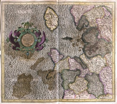 Północno-Zachodnia Anglia (grawerowanie autorstwa Gerardus Mercator