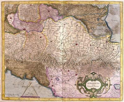 Romagna z Parmą, Włochy (Grawerowanie autorstwa Gerardus Mercator