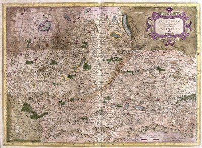 Salzburg i Karyntia, Austria (grawerowanie autorstwa Gerardus Mercator