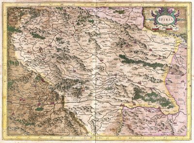 Steiermark, Austria (grawerowanie autorstwa Gerardus Mercator