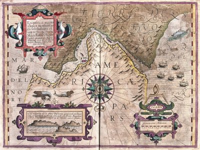 Cieśnina Magellana (grawerowanie autorstwa Gerardus Mercator
