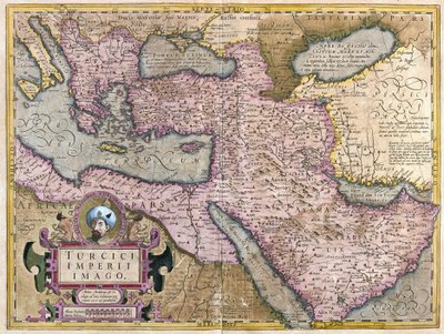 Turcja, Bałkany, północno-wschodnia Afryka, Arabia i Bliski Wschód (grafika autorstwa Gerardus Mercator