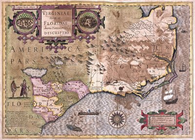 Wirginia i Floryda (grawerowanie autorstwa Gerardus Mercator