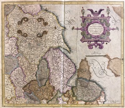 Yorkshire, Lincolnshire, Staffordshire, Nottinghamshire, Leicestershire, Rutland i Norfolf, Wielka Brytania autorstwa Gerardus Mercator