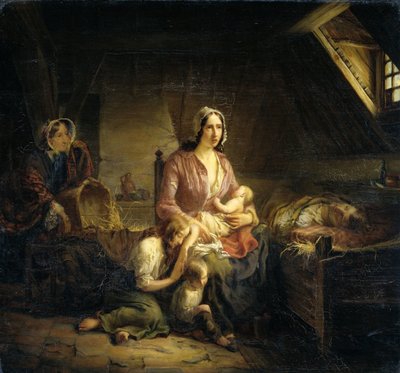 Bogata dama odwiedza biedną rodzinę autorstwa Gerardus Terlaak