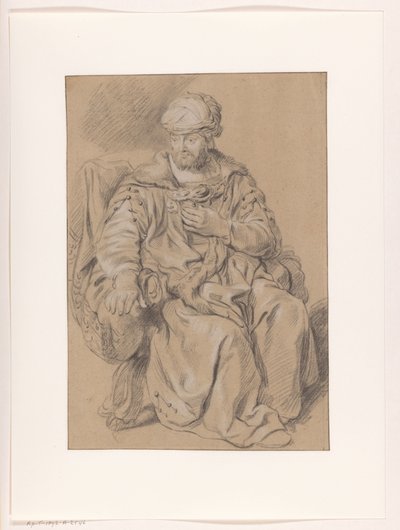 Siedzący mężczyzna orientalny autorstwa Gerbrand van den Eeckhout (copy after)