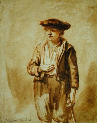 Portret młodego Holendra (pranie na brązowo i szczotkowanie czerwoną kredą na papierze) autorstwa Gerbrand van den Eeckhout