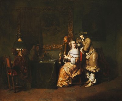 Eleganckie firmowe karty do gry we wnętrzu, ok. 1650 r. autorstwa Gerbrandt van den Eeckhout