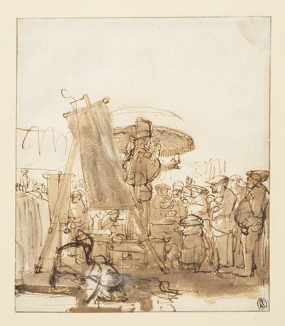 Znachor przemawiający do tłumu, ok. 1637 r. autorstwa Gerbrandt van den Eeckhout