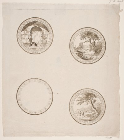 Cztery winiety do bajek La Fontaine autorstwa Gerhard Ludvig Lahde