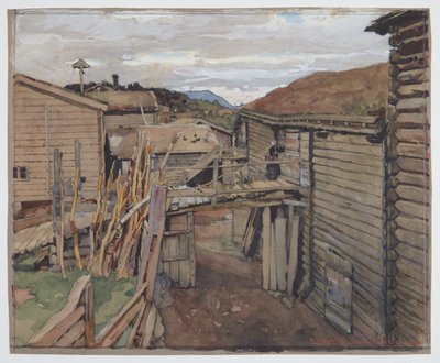 Dolina Gudbranda, stare domy autorstwa Gerhard Munthe