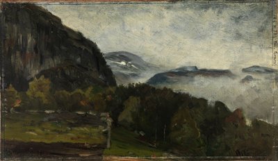 Krajobraz w Øylo we mgle autorstwa Gerhard Munthe