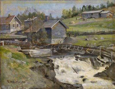 Wodospad w Stange w hrabstwie Hedmark autorstwa Gerhard Munthe