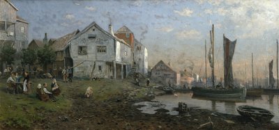 Poranek w wiosce rybackiej autorstwa Gerhard Peter Frantz Vilhelm Munthe