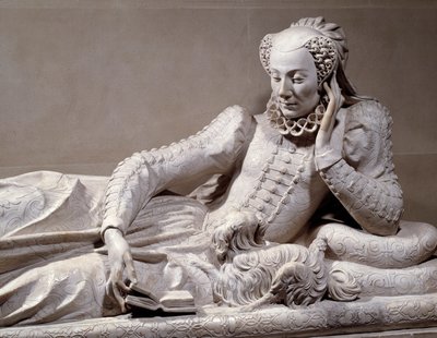 Pomnik nagrobny: Grób sympatii Jeanne Valentine Balbiani (1518-1572), żony kardynała Rene de Birague (1506-1583), kanclerza Francji. Szczegół. Marmurowa rzeźba Germaina Pilona (1535 - 1590), ok. 1573. Paryż, Musee Du Louvre autorstwa Germain Pilon