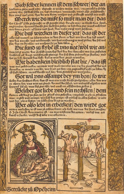 Broadside z dwiema scenami z życia Chrystusa i groteskowymi granicami autorstwa German 15th Century