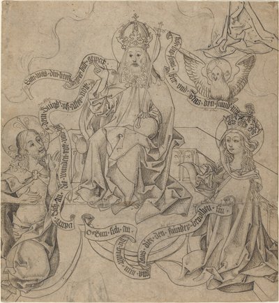 Chrystus i Maryja wstawiają się u Boga Ojca autorstwa German 15th Century