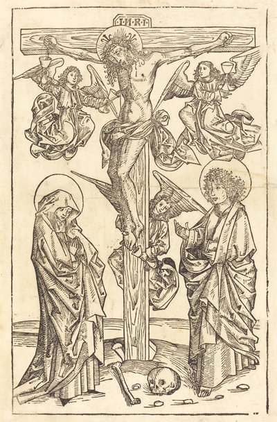 Chrystus na krzyżu z aniołami autorstwa German 15th Century