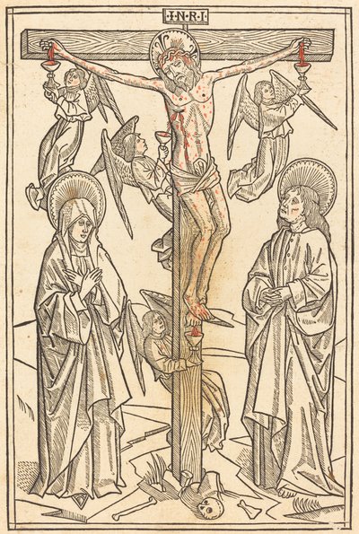 Chrystus na krzyżu z aniołami autorstwa German 15th Century