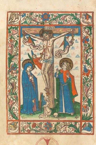 Chrystus na krzyżu z aniołami autorstwa German 15th Century