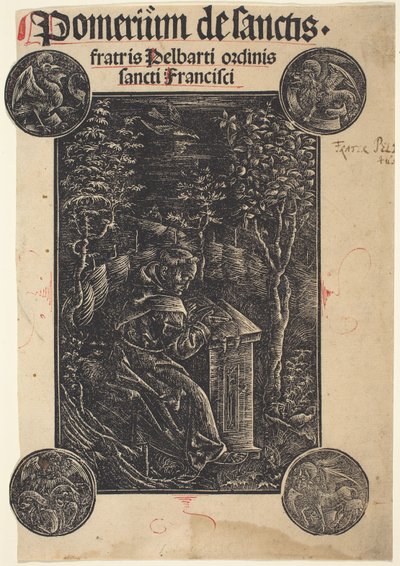 Franciszkanin, Pelbartus z Temesvaru, w ogrodzie autorstwa German 15th Century