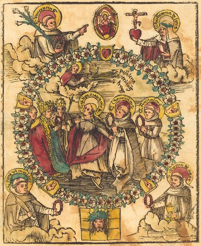 Madonna w różańcu ze świętymi autorstwa German 15th Century