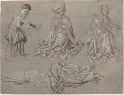 Studia dla Sześciu Figur (arkusz z księgi wzorcowej) [recto] autorstwa German 15th Century