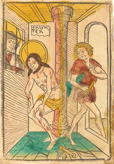 Biczowanie w obecności Maryi autorstwa German 15th Century