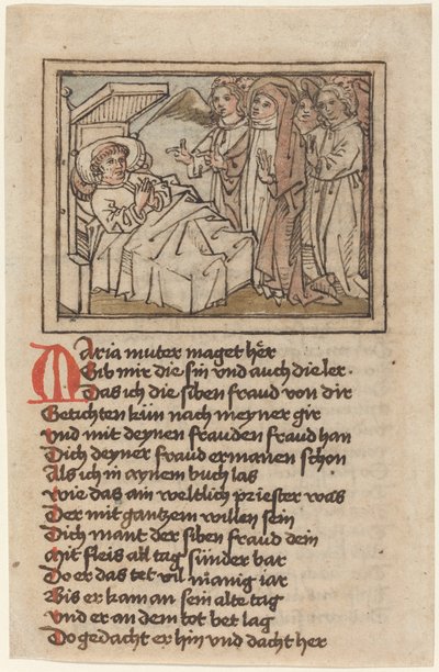 Dziewica ukazująca się umierającemu kapłanowi autorstwa German 15th Century
