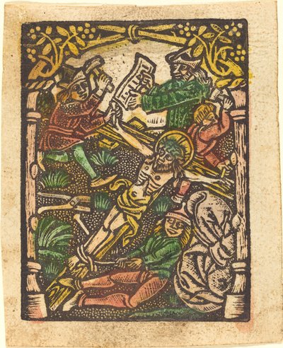 Chrystus przybity do krzyża autorstwa German 15th Century or Master of the Meshed Background