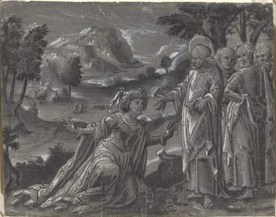 Chrystus i cudzołożnica [recto] autorstwa German 16th Century