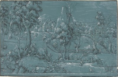 Krajobraz z mężczyznami wędkarskimi autorstwa German 16th Century